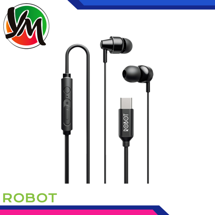 Handsfree ROBOT REC240S Type C Headset Wired Earphone Bass Original