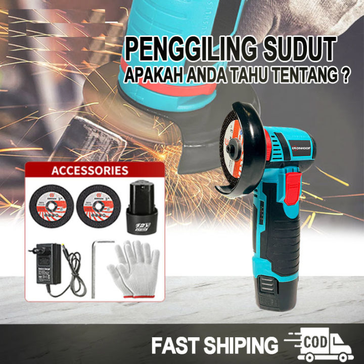 Cordless Angle Grinder Alat Pemotong Berlian Gerinda Sudut Tanpa Sikat