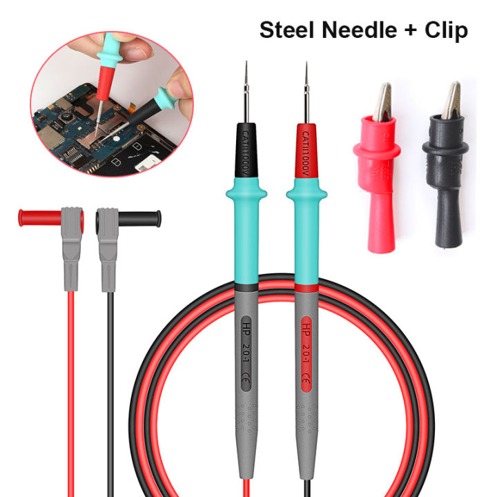 Universal Silicone Probe Test Leads Kit V A Multimeter Steel Tip