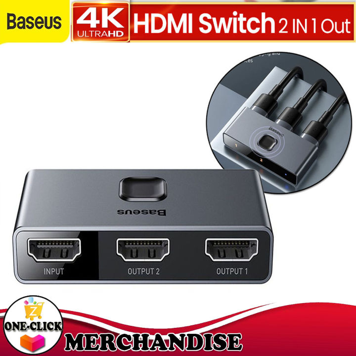 Baseus 4K 60Hz HDMI Splitter 2 Ports Bi Direction HDMI Switcher 1x2