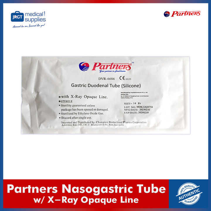 Partners Nasogastric Tube NGT W X Ray Opaque Line Silicone Tube