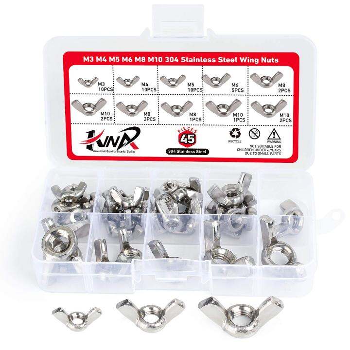 304 Stainless Steel Wing Nuts Metric M3 M4 M5 M6 M8 M10 Assortment Kit