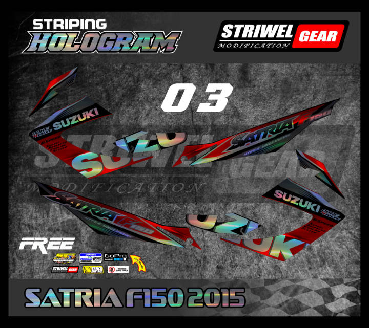 Satria F Stiker List Striping Variasi Motif Standar Hologram Suzuki