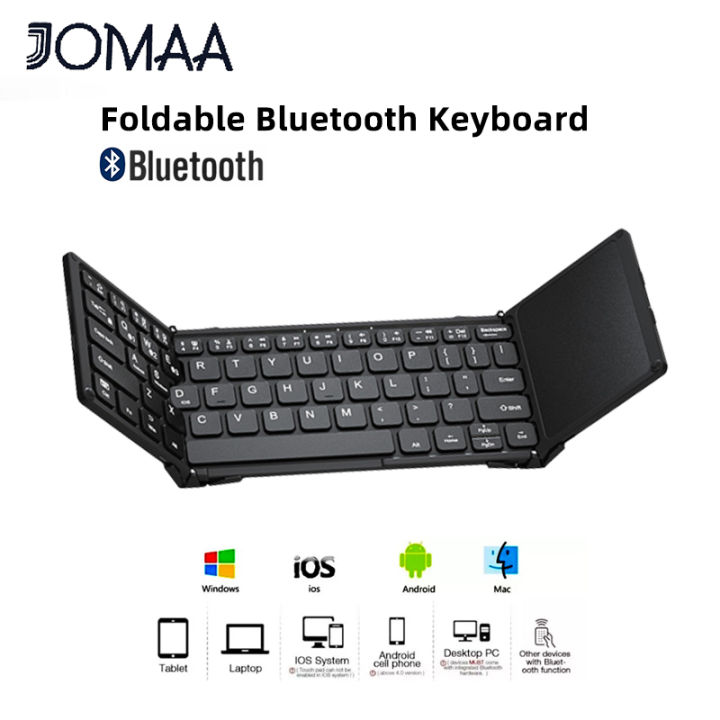 JOMAA Foldable Bluetooth Wireless Keyboard With Touchpad Folding