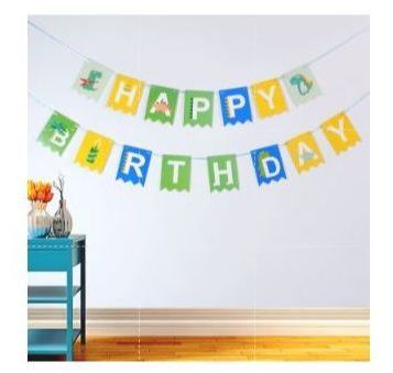 Bunting Flags Banner Happy Birthday Hbd Dinosaurus Model Huruf