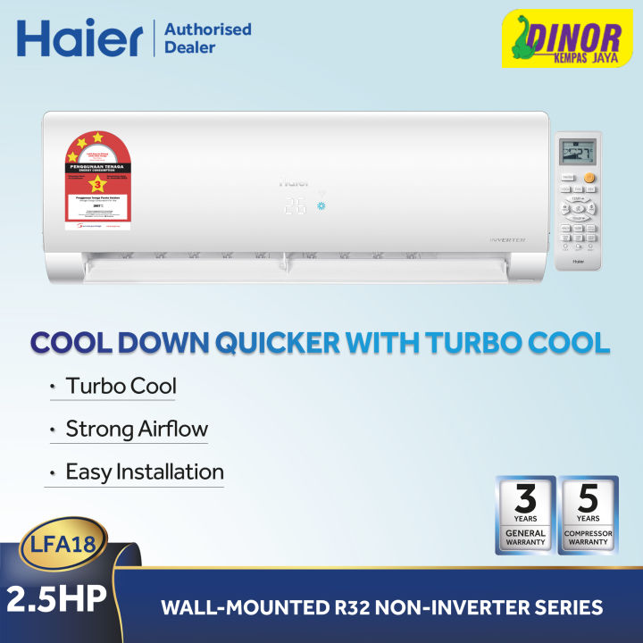 Haier 2 5HP Air Conditioner R32 Non Inverter Turbo Cool HSU 24LFA