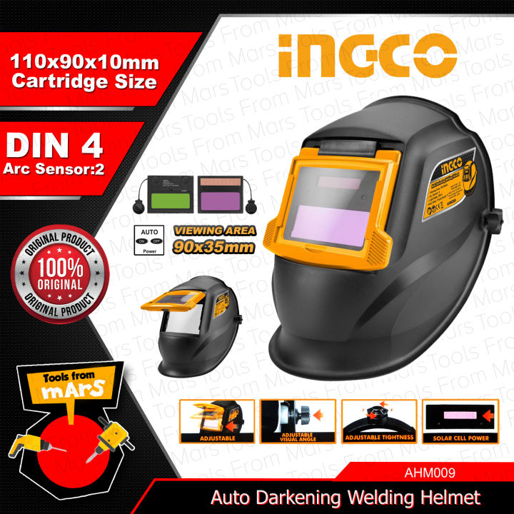 INGCO Solar Powered Auto Darkening Welding Helmet Welding Welder Mask