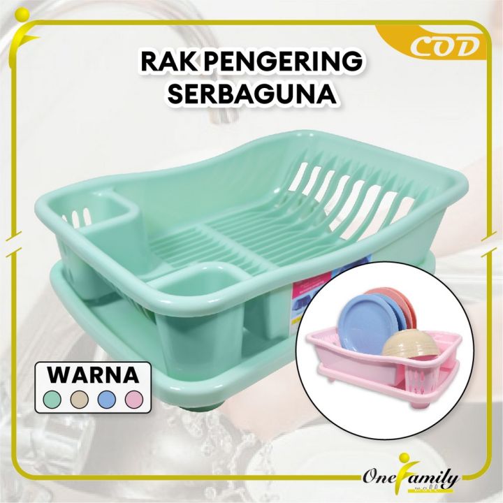 ONE C845 Rak Piring Plastik Serbaguna Dengan Nampan Rak Tirisan Piring