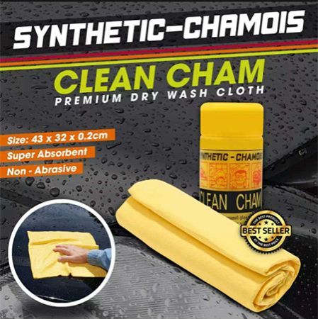 Original Cham Clean Towel Synthetic Chamois Yellow Plastic Box