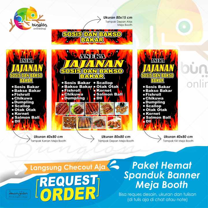 Spanduk Banner Meja Booth Jajanan Sosis Bakso Bakar Lazada Indonesia