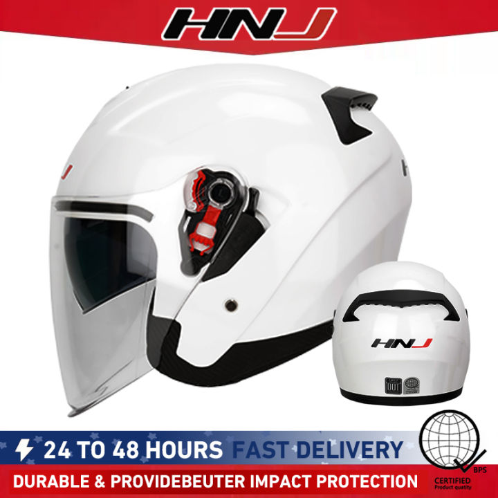 Hnj A Half Face Helmet Motorcycle Dual Visor Helmet Original