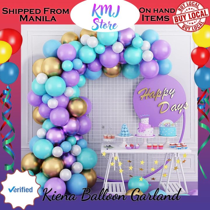 Kiena Balloon Blue Balloon Garland Arch Kit 108Pcs Blue Purple And