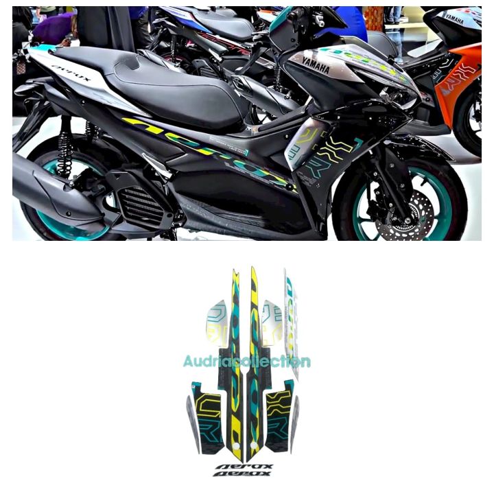 STIKER STRIPING STICKER LIS BODY MOTOR YAMAHA AEROX VVA 155 2024 HITAM