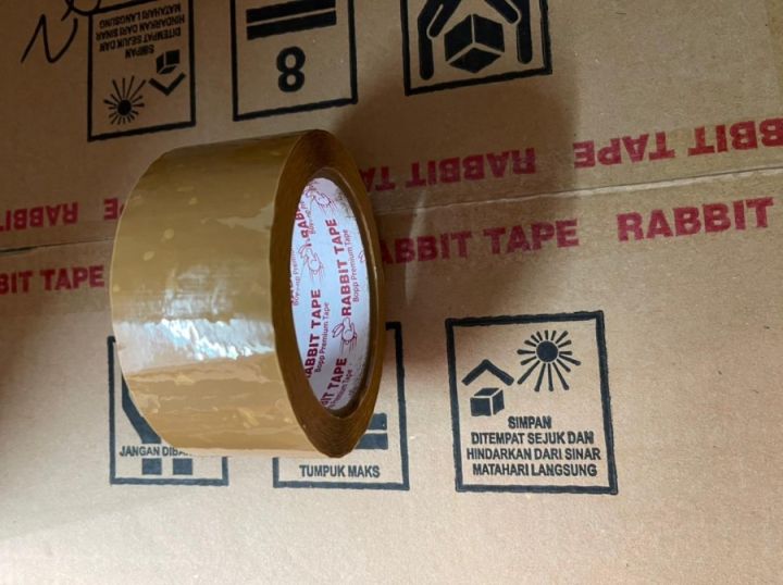 Rabbit Tape Lakban 45mm 100 Yard Kualitas Baik Warna COKLAT Lazada