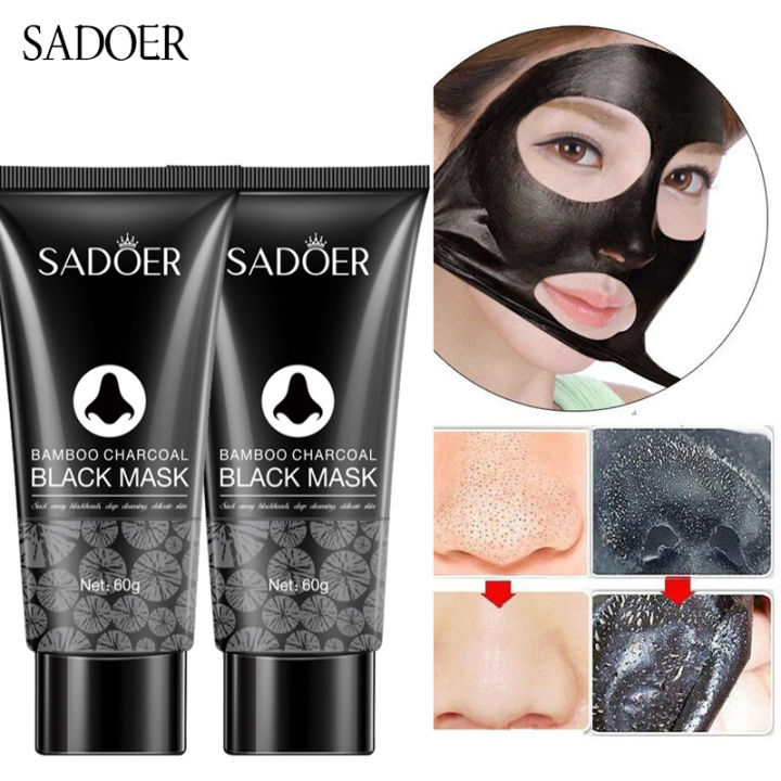 SADOER Bamboo Charcoal Blackhead Remover Nose Black Mask 60ml Mask Oil