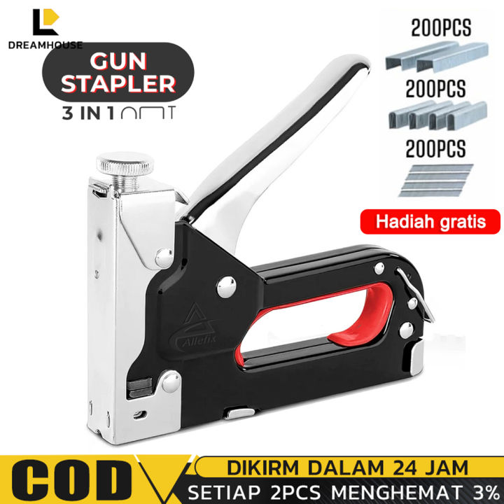 3in1 Staples Stapler Staple Gun Alat Tembak Paku Staples Manual 3 In 1