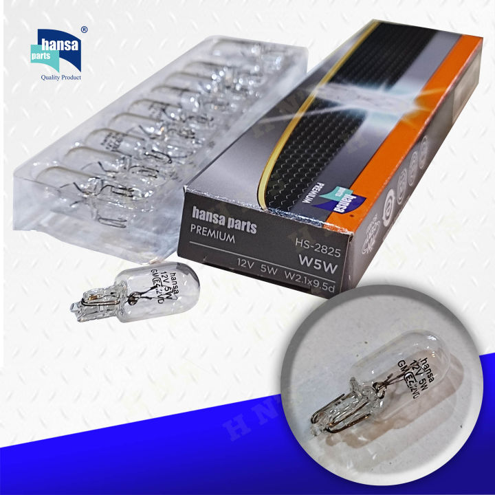 Hansa T10 Bulb 12V 5W W2 1x9 5d Wedge Bulb Small T10 10 Pcs Box