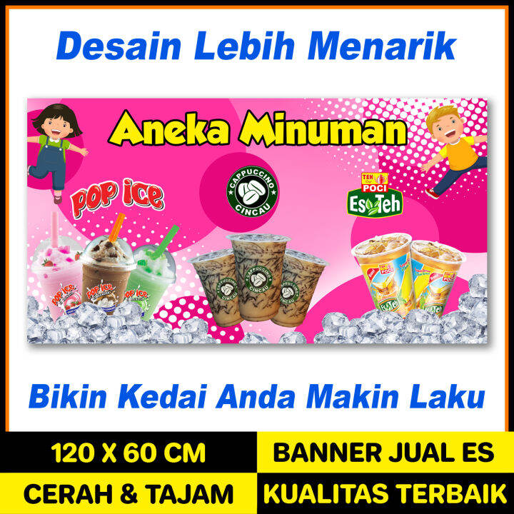 SPANDUK BANNER JUALAN ES POP ICE CINCAU TEH POCI VIRAL TERMURAH UKURAN