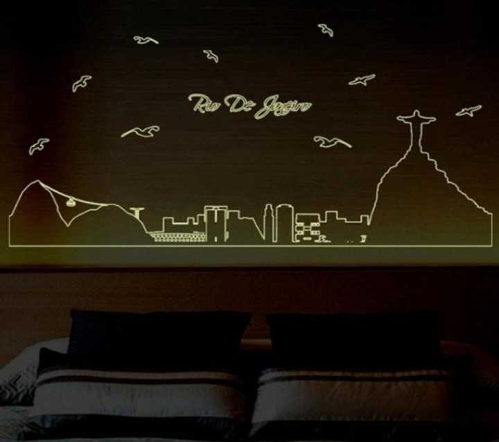 Sticker Dinding Glow Sao Paulo Silhouette Wallsticker Rio Dekorasi