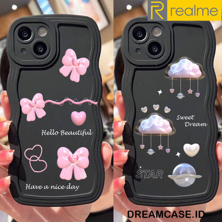 GH05 SOFTCASE GELOMBANG HITAM MOTIF PITA LUCU FOR REALME C3 5 5i 5PRO