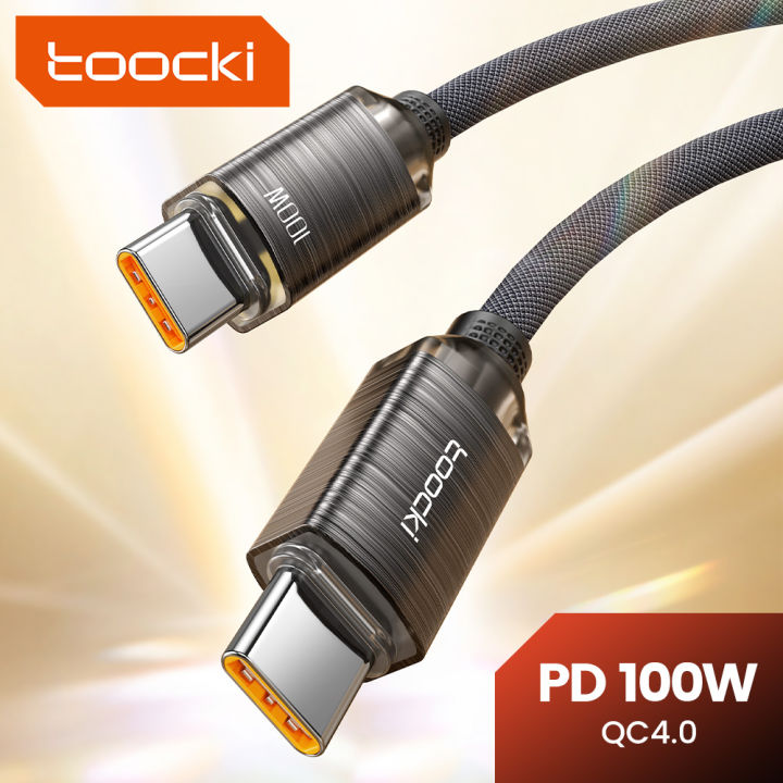 Toocki 100W Type C To Type C สายเคเบลสายชารจเรว66W USB Type C C L A