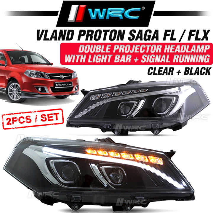 Vland Proton Saga FL FLX Double Projector Headlamp With Light Bar