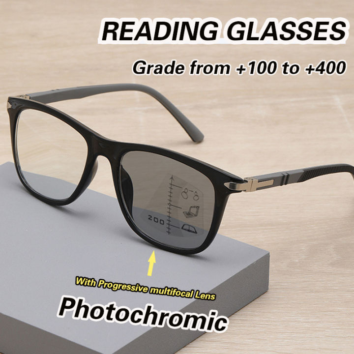 In Tr Photochromic Progressive Multi Focus Reading Glasses For Men