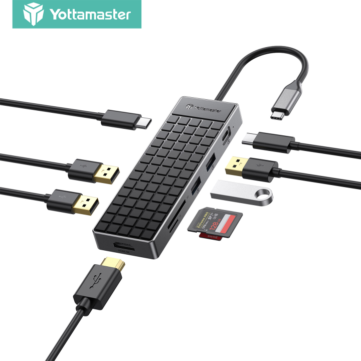 Yottamaster USB Type C 12 In 1 Hub USB C To 4K HDMI DP Card Reader