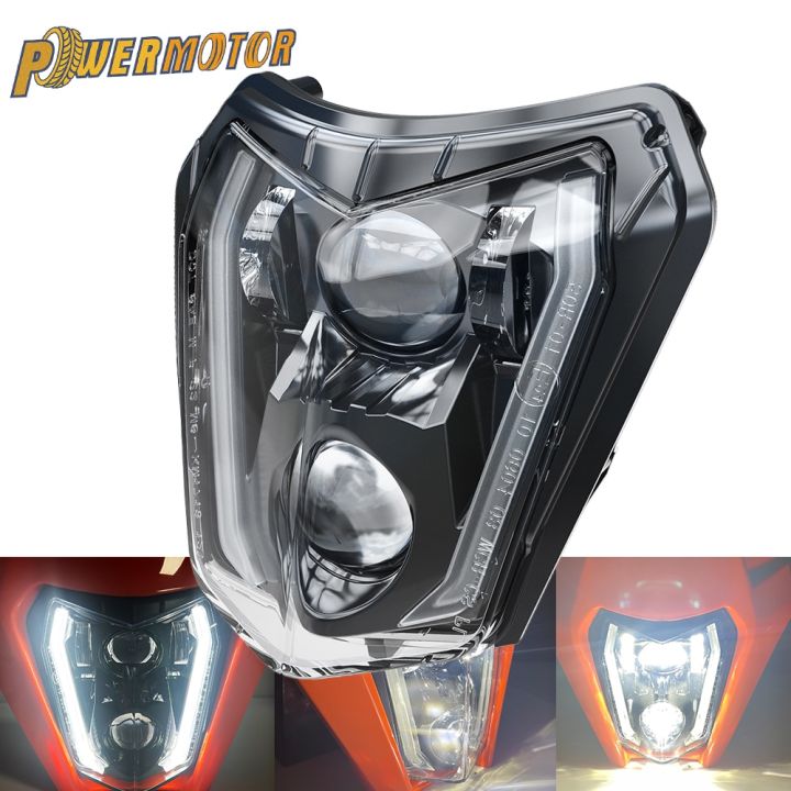 Motorcycle Led Headlight Supermoto Plate For Ktm Exc Xcf Sx Smr