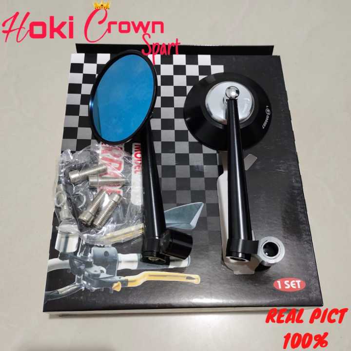 SPION BULAT MODEL JOKOWI KACA BIRU FULL CNC UNIVERSAL HONDA YAMAHA