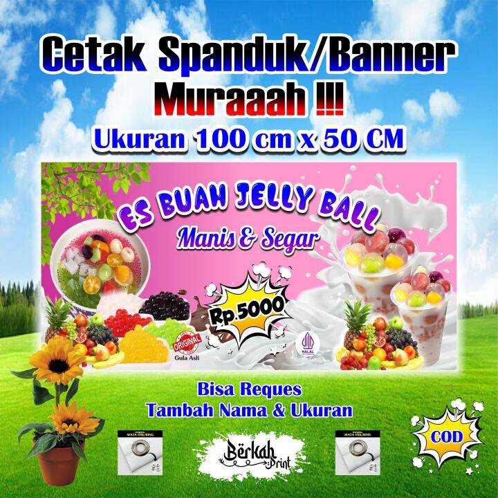 Spanduk Banner Es Buah Jelly Ball Ukuran 100 Cm X 50 Cm Lazada Indonesia