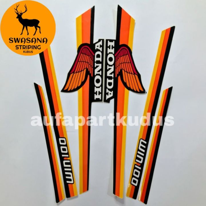 Stripping Strip Stiker Sticker Lis Honda Win Striping Win Orange