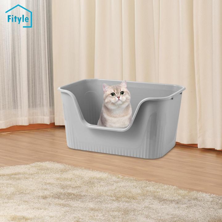 Fityle Open Top Pet Litter Tray Cat Litter Box Sand Box Container