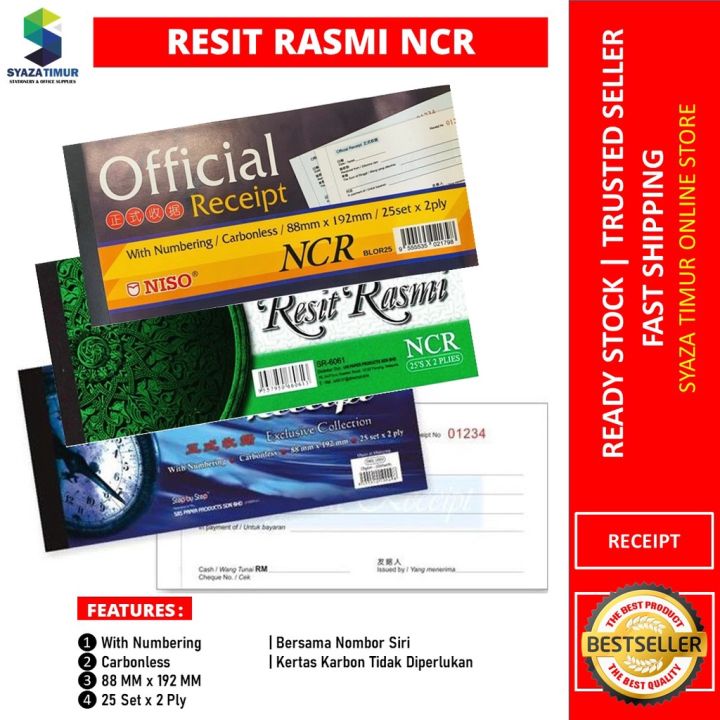 St Gr My Buku Resit Rasmi Official Receipt Book Ncr Set Set