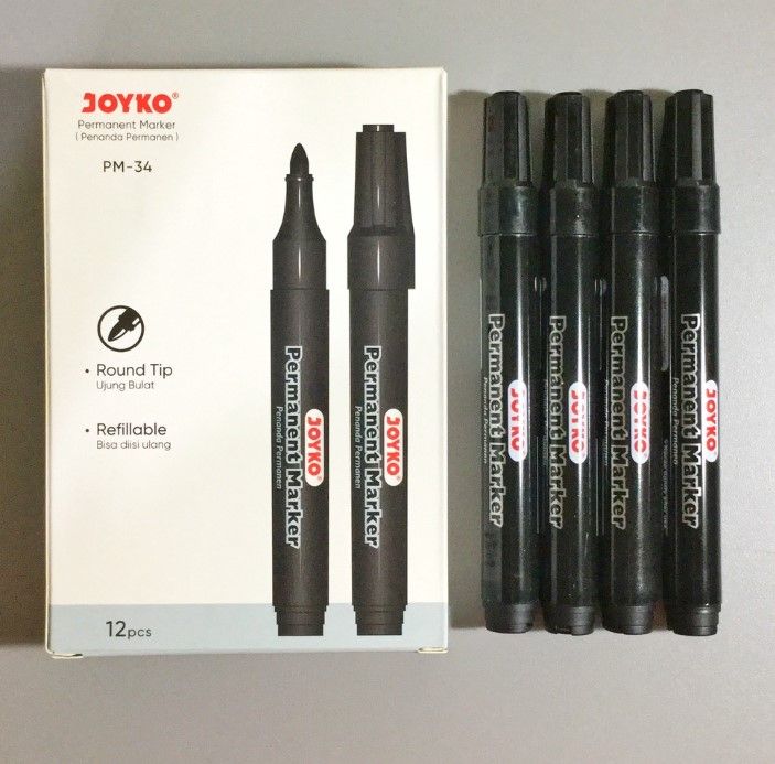 Pcs Spidol Permanent Marker Joyko Pm Spidol Permanent Hitam