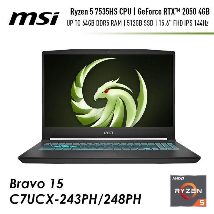 MSI Bravo 15 C7UCX 24XPH Laptop AMD Ryzen 5 7535HS Upto 64GB DDR5