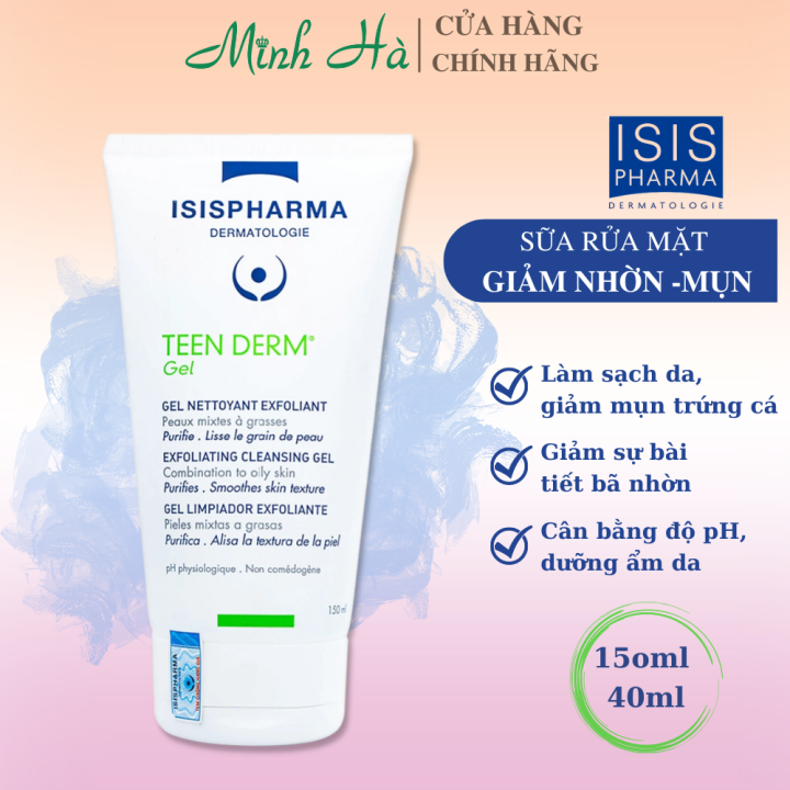 Sữa rửa mặt ISIS Pharma Teen Derm Gel 150ml 40ml giảm nhờn và giảm mụn