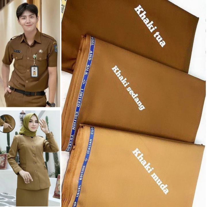 Cod Bahan Kain Semi Wool Katun Seragam Dinas Pns Pdh Pemda Khaki