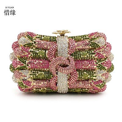 XIYUAN Hollow Out Silver Crystal Clutch Bag Purses Women Evening Bags