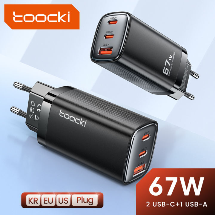 Toocki 67W GaN USB C Charger Quick Charge QC3 0 Three Port USB Type C