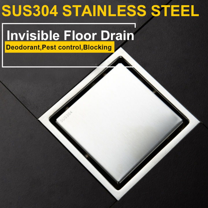 Stainless Steel 6 Inch Brushed Insert Drain Wet Invisible Bathroom