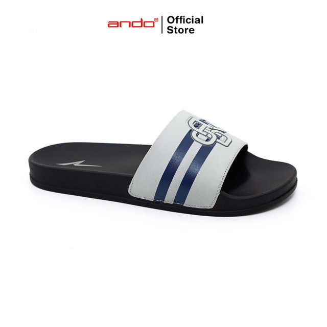 Ando Official Sandal Selop Slip On Voyage Pria Dewasa Hitam Abu