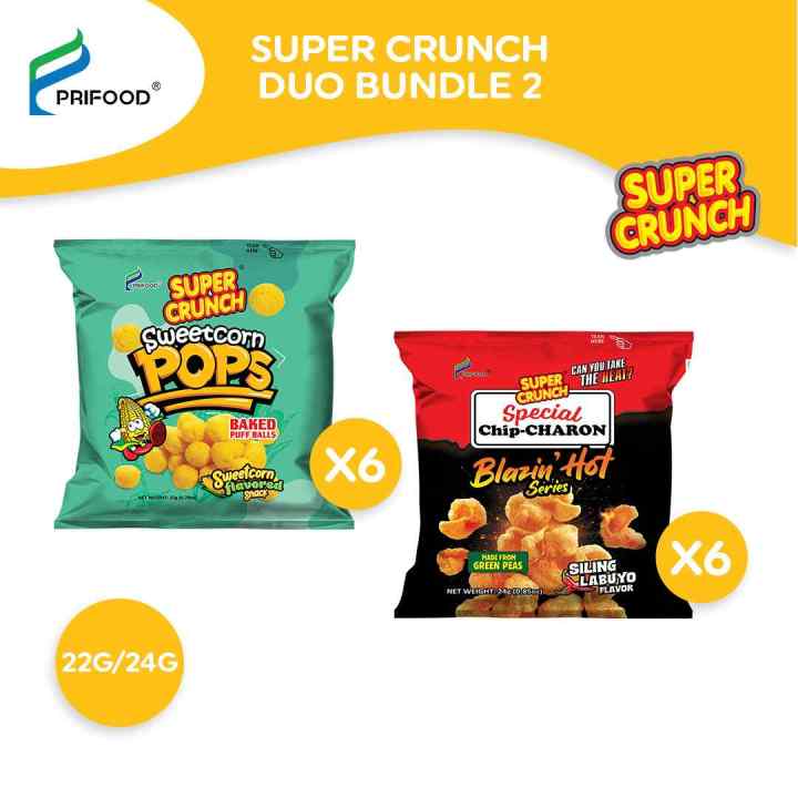 Super Crunch Duo Bundle 2 6 Sweetcorn Pops 22g 6 Chip Charon Blazin