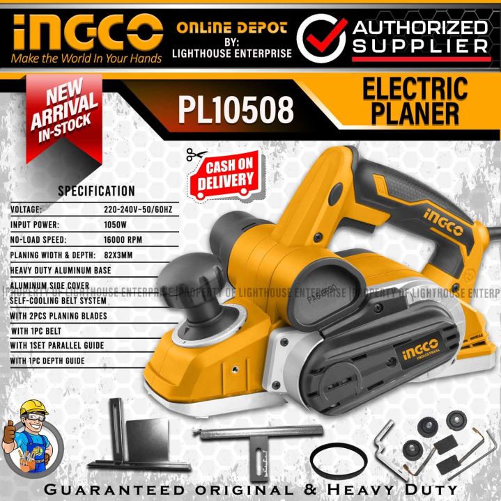 INGCO Industrial 1050W Electric Planer Wood Planer PL10508 LIGHTHOUSE