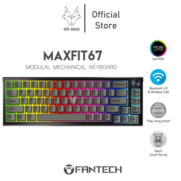 Bàn phím cơ không dây Fantech Maxfit67 MK858 Hotswap RGB Mạch xuôi