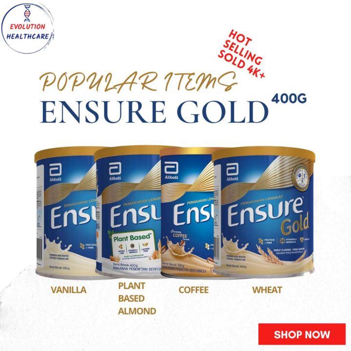 ENSURE GOLD 400G VANILLA PLANT BASED ALMOND COFFEE WHEAT Lazada