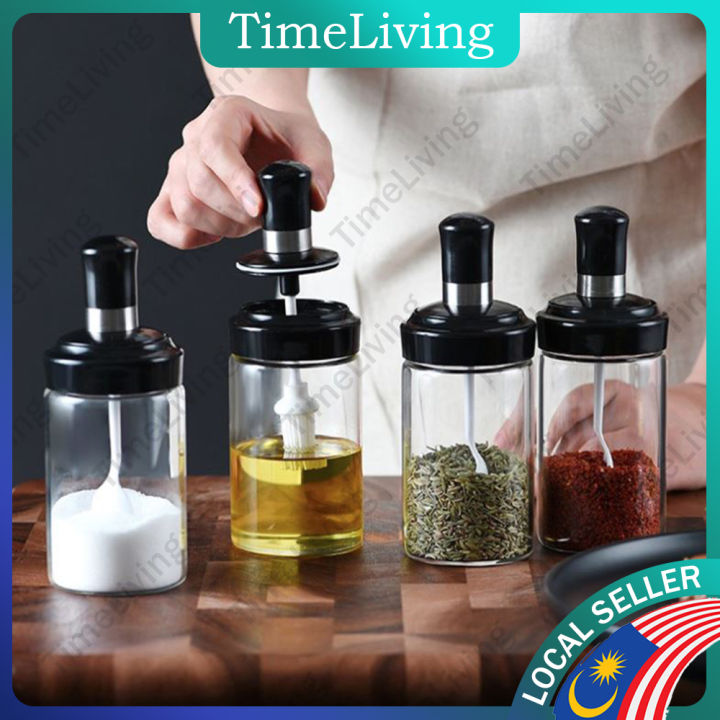 Integrated Sealed Glass Spice Jar Set Seasoning Bottle Salt Sugar Honey