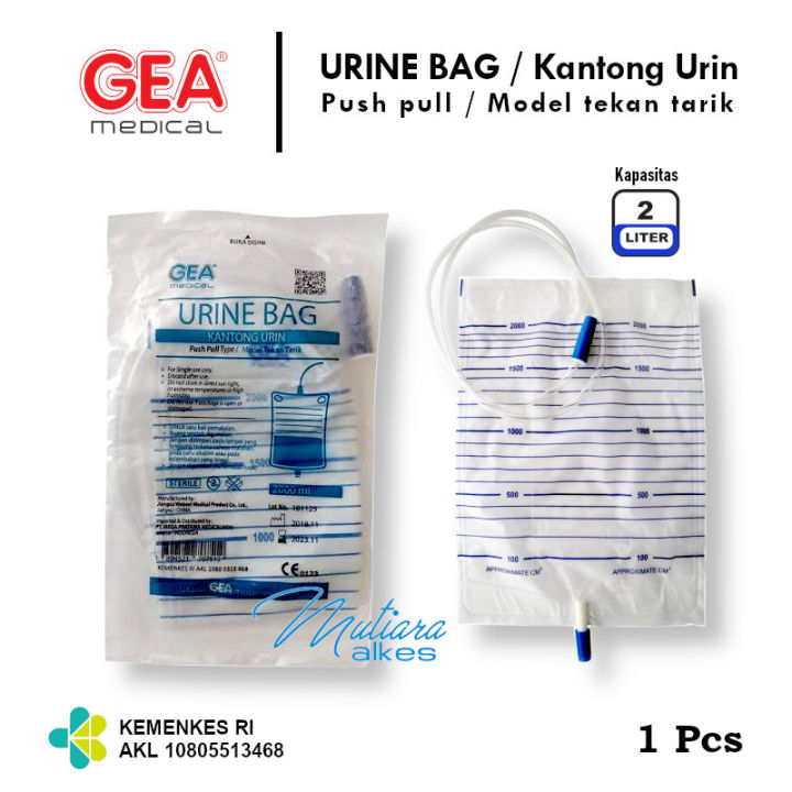 Urine Bag GEA Model Push Pull 2000ml SATUAN Urinebag Kantong Urin