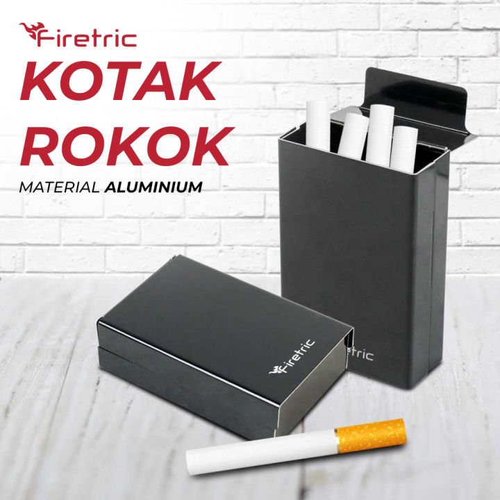 Firetric Kotak Bungkus Rokok Aluminium Slider Cigarette Case Black