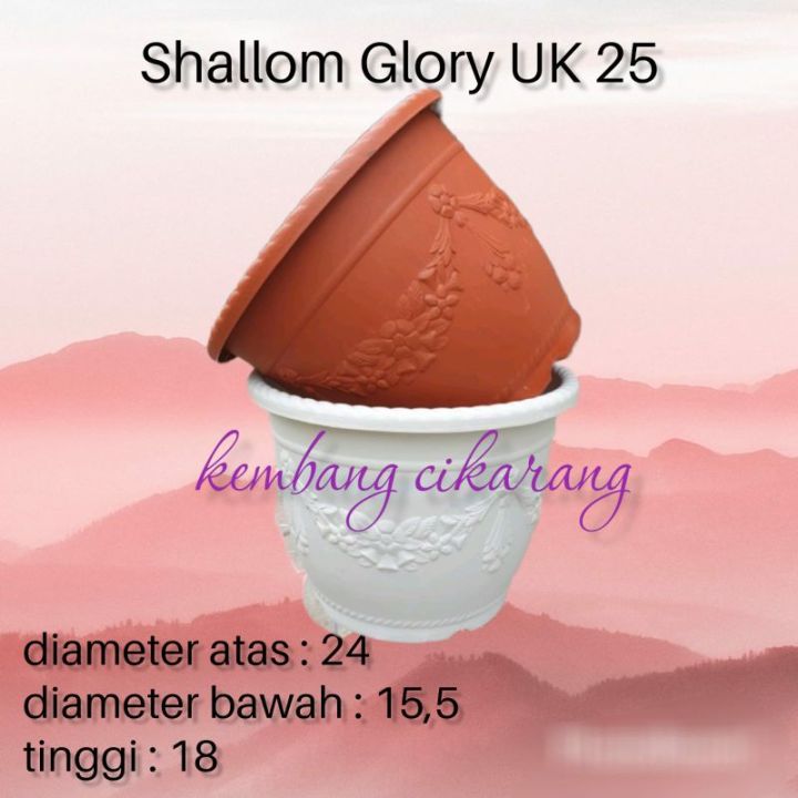 Pc Shallom Glory Cm Pot Bunga Plastik Putih Dan Bata Motif